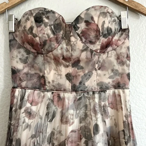 most beautiful day ivory multi floral print organza maxi dress Lulus Most Beautiful Day Ivory Multi Floral Print Organza Maxi Dress
